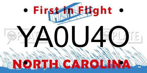 YA0U4O North Carolina License Plate
