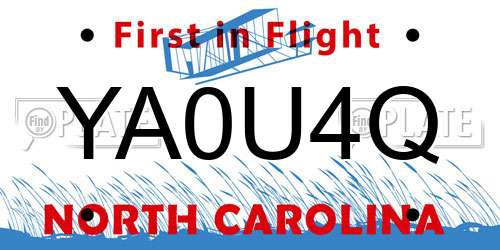 YA0U4Q North Carolina License Plate