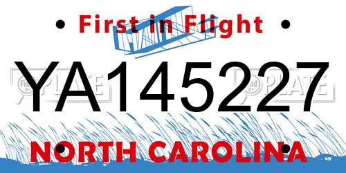 YA145227 North Carolina License Plate
