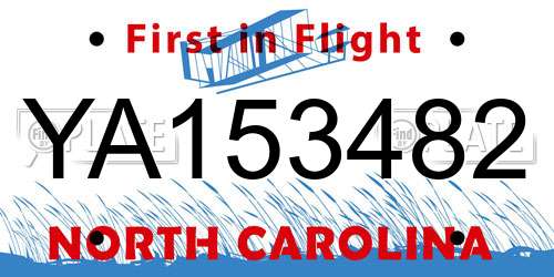 YA153482 North Carolina License Plate