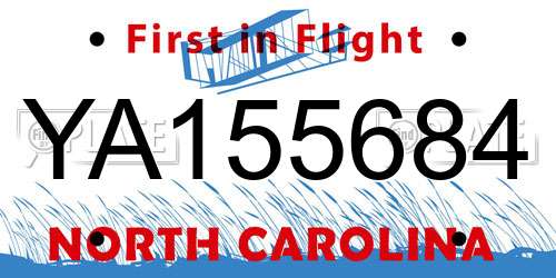 YA155684 North Carolina License Plate