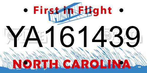 YA161439 North Carolina License Plate