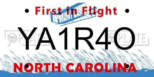 YA1R4O North Carolina License Plate