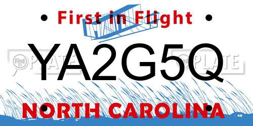 YA2G5Q North Carolina License Plate