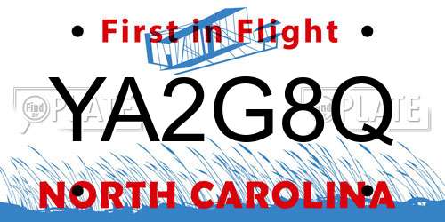 YA2G8Q North Carolina License Plate