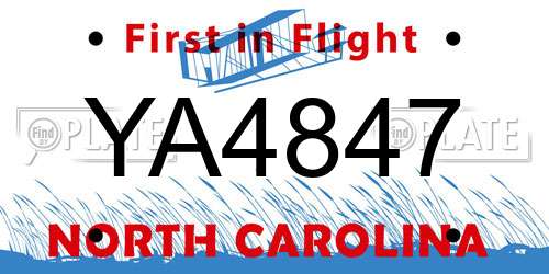 YA4847 North Carolina License Plate