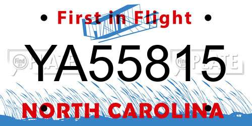 YA55815 North Carolina License Plate