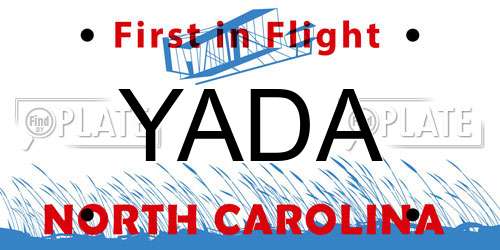 YADA North Carolina License Plate