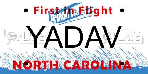 YADAV North Carolina License Plate