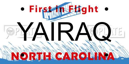 YAIRAQ North Carolina License Plate