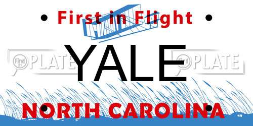 YALE North Carolina License Plate