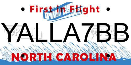 YALLA7BB North Carolina License Plate