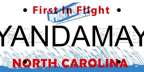YANDAMAY North Carolina License Plate