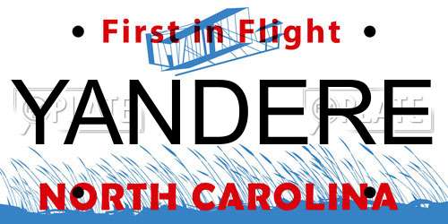YANDERE North Carolina License Plate