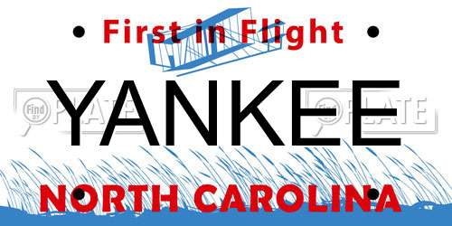 YANKEE North Carolina License Plate