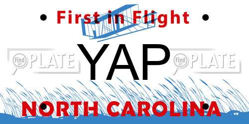 YAP North Carolina License Plate