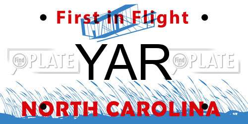 YAR North Carolina License Plate