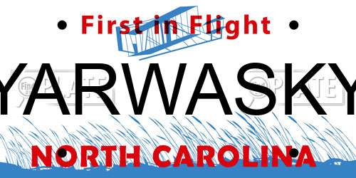 YARWASKY North Carolina License Plate