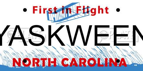 YASKWEEN North Carolina License Plate