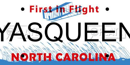 YASQUEEN North Carolina License Plate