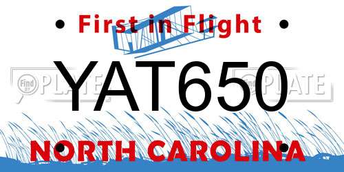 YAT650 North Carolina License Plate