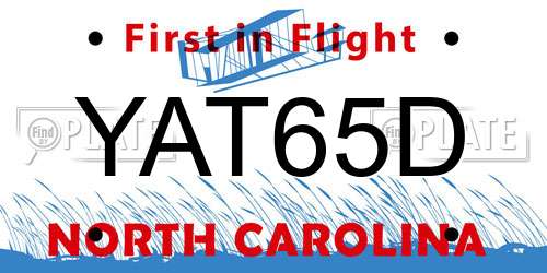 YAT65D North Carolina License Plate