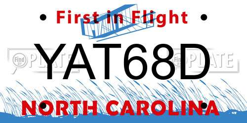 YAT68D North Carolina License Plate