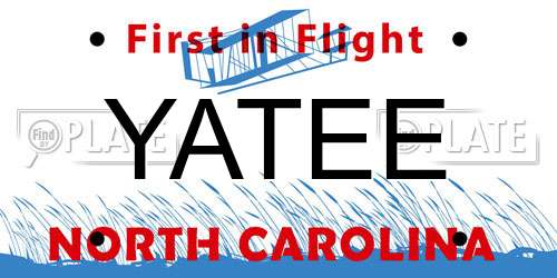 YATEE North Carolina License Plate