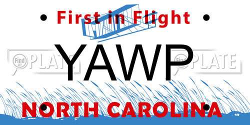 YAWP North Carolina License Plate