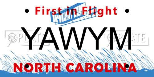 YAWYM North Carolina License Plate