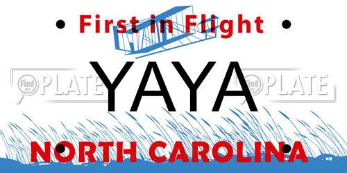 YAYA North Carolina License Plate