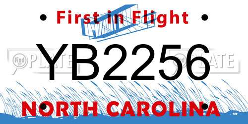 YB2256 North Carolina License Plate