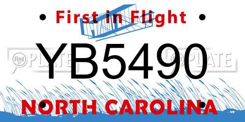 YB5490 North Carolina License Plate
