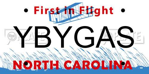 YBYGAS North Carolina License Plate