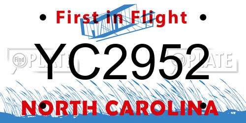 YC2952 North Carolina License Plate