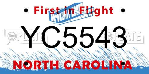 YC5543 North Carolina License Plate