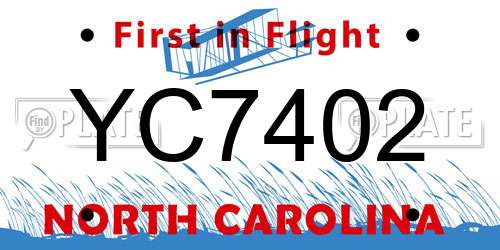 YC7402 North Carolina License Plate