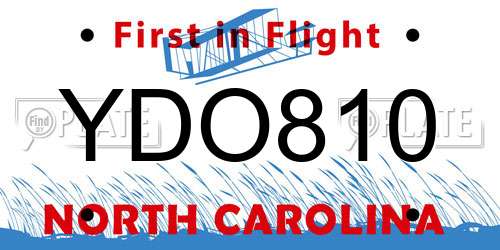 YDO810 North Carolina License Plate