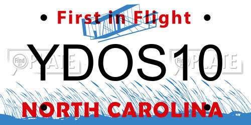 YDOS10 North Carolina License Plate