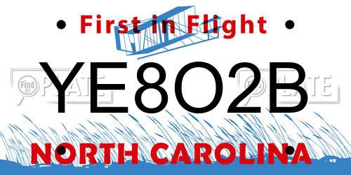 YE8O2B North Carolina License Plate