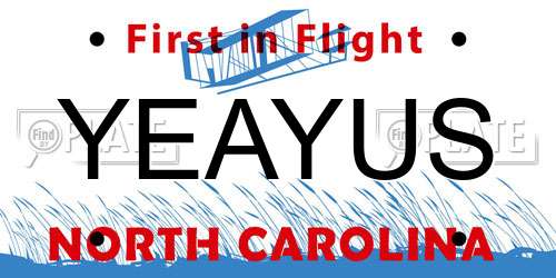 YEAYUS North Carolina License Plate