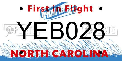 YEB028 North Carolina License Plate