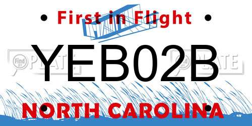 YEB02B North Carolina License Plate