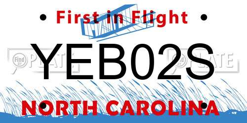 YEB02S North Carolina License Plate