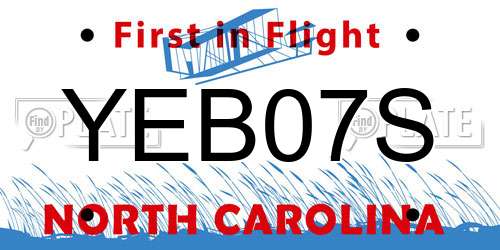 YEB07S North Carolina License Plate