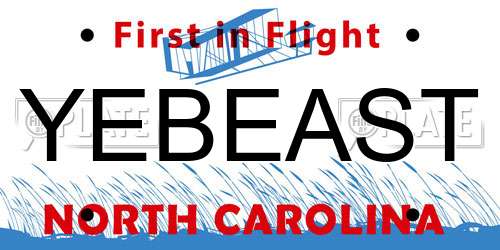 YEBEAST North Carolina License Plate