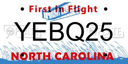 YEBQ25 North Carolina License Plate