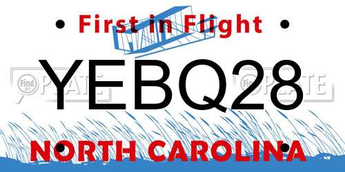 YEBQ28 North Carolina License Plate