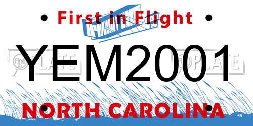 YEM2001 North Carolina License Plate