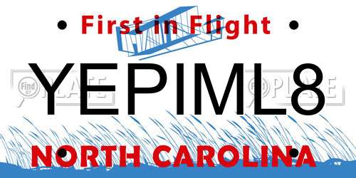 YEPIML8 North Carolina License Plate